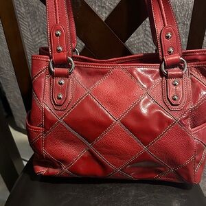Tignanello Red Quilted Shoulder Bag
